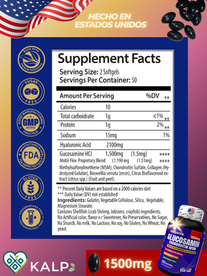 💪 Glucosamina+ Ácido Hialurónico + Condroitina + MSM